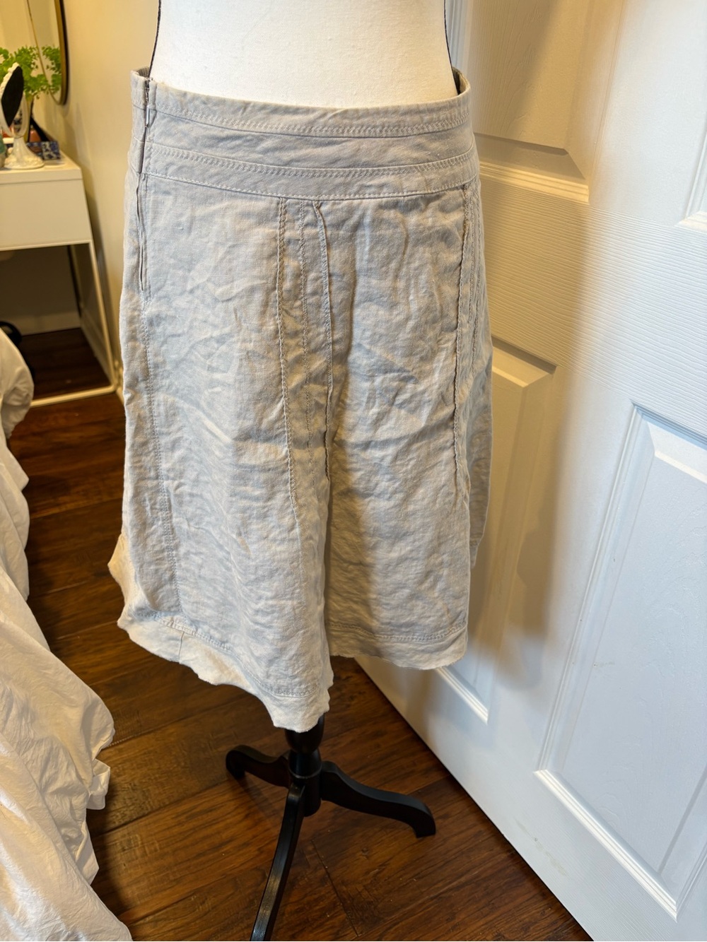 United Colors of Benetton 100% Linen Midi Skirt Beige M